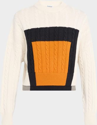 Loewe x Albers Cable Knit Crop Crewneck Sweater
