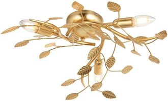 Loops Gold Leaf Flush Ceiling Light - 3 Bulb Decorative Fitting - Low Profile Lighting