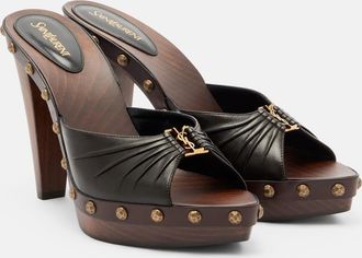 Saint Laurent Babylone Cassandre leather platform mules