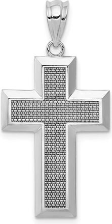 Diamond2Deal 14K White Gold Polished Textured Cross Pendant