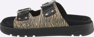 Caprice Pantolette CAPRICE, Damen, Gr. 37, schwarz, gemustert, Glattleder, Veloursleder, Schuhe Pantolette