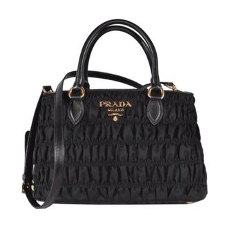 Prada Handbags, female, Black, Size: ONE SIZE Gaufre Nylon Handbag