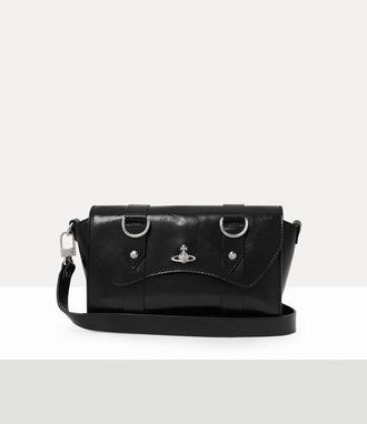 Vivienne Westwood Kimmy Crossbody Shiny Veget Tanned Black