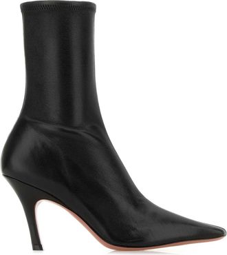 Amina Muaddi Black Nappa Leather Jamie Ankle Boots