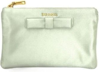 Prada Pre-owned Satijnen Clutch - Dames - Vintage Clutch - Groen - ONE Size - Satijn - Vintage