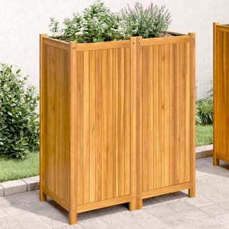 vidaXL Vidaxl - Jardinera Con Forro Madera Maciza De Acacia 84x42x100 Cm