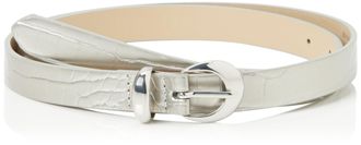 Pieces Womens Pcfolisia Croco Jeans Belt, Silver/Detail: Silver, 90