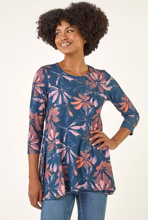 Roman Floral Hanky Hem Stretch Top