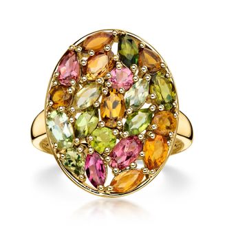 Ross-Simons Multicolored Tourmaline Cluster Ring in 18kt Gold Over Sterling