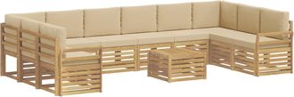 vidaXL Conjunto De Sof&aacute;s De Exterior 11 Uds. Y Beige Poli&eacute;ster Vidaxl