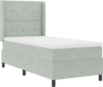 vidaXL Box Spring Bed with Headboard Light grey 100 x 200 cm Velvet Vidaxl
