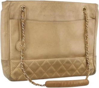 Chanel Pre-owned Tote Bags, female, Beige, Size: ONE SIZE Pre-owned Vintage Shoulder Bag