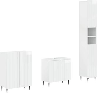 vidaXL Juego De Armarios De Ba&ntilde;o De 3 Piezas Zwolle Blanco Brillante Vidaxl