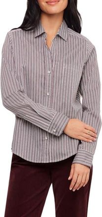 Karen Kane Striped Button Up Shirt in Wine at Nordstrom, Size X-Small