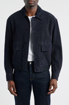 Frame Denim Suede Jacket in Dark Navy at Nordstrom, Size X-Large
