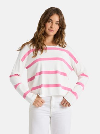 Lieblingsst&uuml;ck Rundhalspullover LIEBLINGSST&Uuml;CK MarciEP, Damen, Gr. 4XL, lovely pink, Strick, Obermaterial: 72% Viskose, 28% Polyester, gestreift, h&uuml;ftlang, Rundhals,