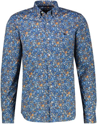 Lerros Langarmhemd LERROS Herrenhemd FLOWERS in &Uuml;bergr&ouml;ssen, Herren, Gr. 4XL, extraweit, blau (storm blau), 97% Baumwolle, 3% Elasthan, Hemden Langarmhemd