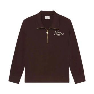 Frame Denim Zip-throughs, female, Brown, Size: L Ritz Half Zip Polo