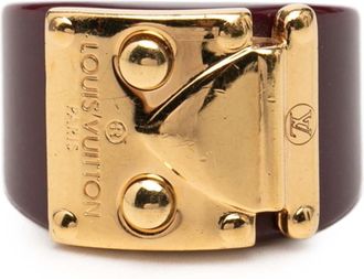 Louis Vuitton Red Color Wine Plastic Band Ring (Pre-Owned)