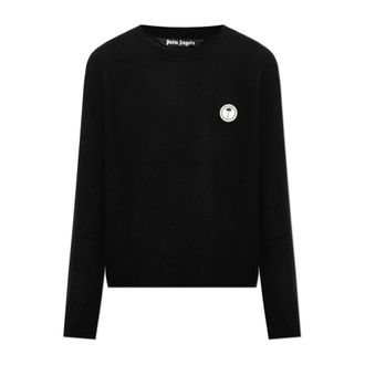 Palm Angels Jersey de Lana con Logo Cosido - Knitwear - Hombre - Negro - 2XL