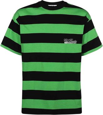 Msgm Gestreept katoenen T-shirt - Heren - T-shirts - Groen - XL - Katoen - Tops