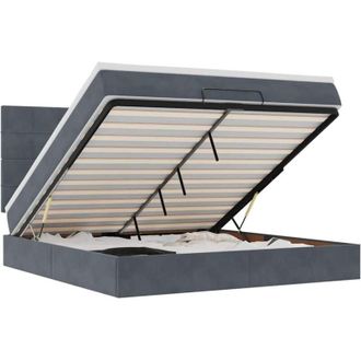 vidaXL Ottoman Bed with Mattresses Dark Grey 160x200cm Velvet Vidaxl