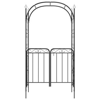 Berkfield Home Beautiful Garden Arch with Gate Black 108x45x235 cm Steel | Size: 108 x 45 x 235 cm