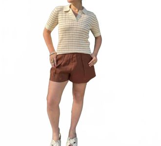 Silvian Heach Stripe Polo Top In Off White