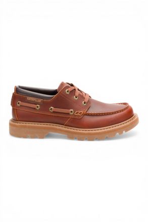 CAT CAT (Caterpillar) Mens Dark Russet Brown Leather Low-Cut Boots - Colorado Boat Lo