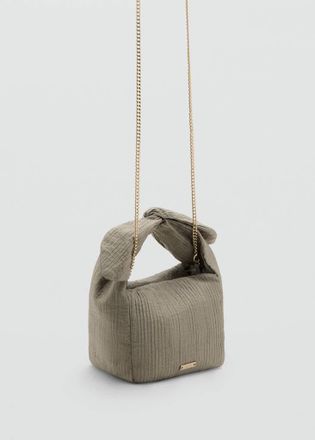 Mango Borsa mano bambula fiocco grigio medio - Donna - Taglia unica - MANGO