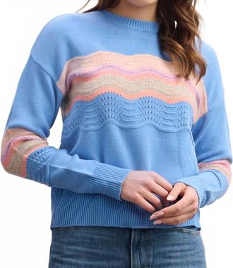 Hatley Pointelle Wave Sweater In Sky Blue Ripple
