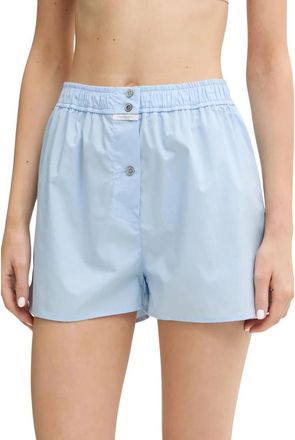 Patrizia Pepe Logo Patch Shorts - Dames - Pyjama - Blauw - XL - Katoen - Nachtkleding
