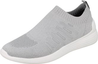 Generic Ladies Reflex Ribbed Slip On Pumps - Grey Textile - UK Size 4 - EU Size 37 - US Size 6