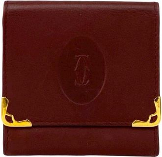 Cartier Wine Red Leather Coin Purse/Coin Case (Pre-Owned)
