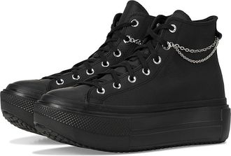 Converse Chuck Taylor All Star Lift Double Stack Platform Chains Shoes Black/Black/Silver : Mens 8.5 - Womens 10.5 Medium, Leather