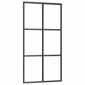 Berkfield Home Sliding Door with Hardware Set 102x205 cm ESG Glass&Aluminium in Black