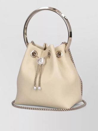 Jimmy Choo London bucket bag hand metallic handle chain