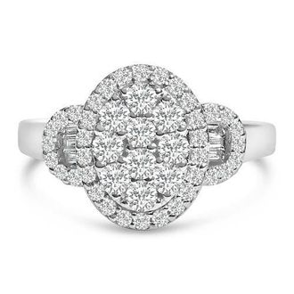 House of Brilliance 10K Gold 1.0 Cttw Diamond Halo Vintage Inspired Statement Ring in White Gold at Nordstrom, Size 7.25