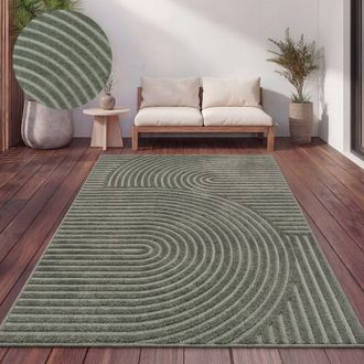 Paco Home Paco Home - Alfombra Salon De Habitacion Cocina Exterior Terraza Jardin Nordica Boho Chic 120x170 Cm, Verde 3