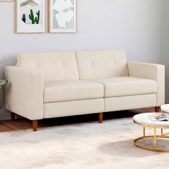 IDMarket Callie Sof&aacute; Recto De 3 Plazas De Pana Beige