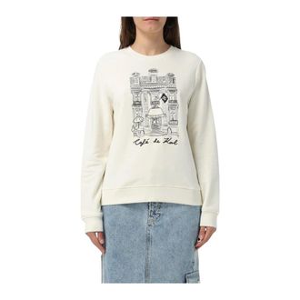 Karl Lagerfeld Hoodies & sweatvesten, Dames, Wit, M, Katoen, Sweatshirt met Parijse Print