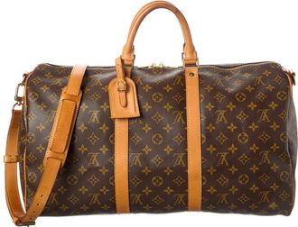 Louis Vuitton Brown Monogram Coated Canvas Keepall Bandouliere 50 (Authentic Pre-Loved)