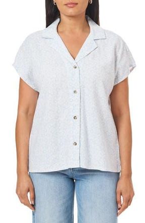 C&C California Clarita Linen All Over Print Shirt in Skyway Shobori Fans at Nordstrom Rack, Size X-Large
