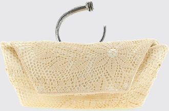 Magda Butrym Clutch in raso di seta e cotone con ricamo floreale e manico scultoreo