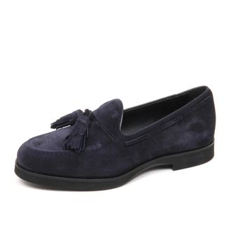 Tod's Tods, Loafers, female, Blue, Size: 5 US Suede Loafer with Tassels, Made in Italy