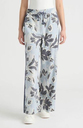 NVLT Wide Leg Pants in Blue Etched Floral at Nordstrom Rack, Size X-Small
