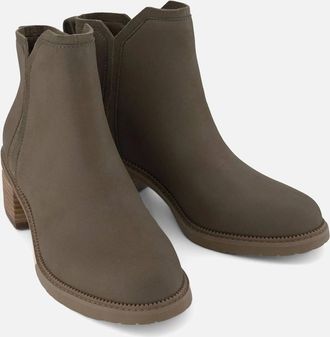 Toms Womens TOMS Hailey Leather Womens Canteen Heeled Ankle Boots - Green - Size: 6