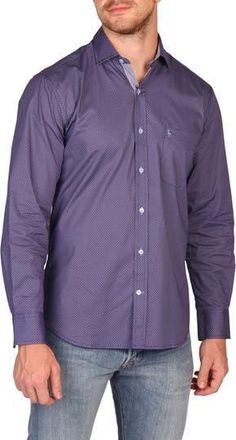 Tailorbyrd Classic Fit Diamond Medallion Stretch Cotton Button-Down Shirt in Blue at Nordstrom Rack, Size Xx-Large