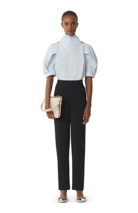 Lanvin Blue Scarf Top In Cotton Poplin in White, Pale Blue at Nordstrom, Size 38Short Eu