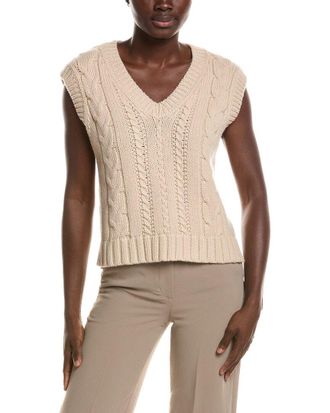 Lafayette 148 New York Cabled V-Neck Wool & Cashmere-Blend Vest